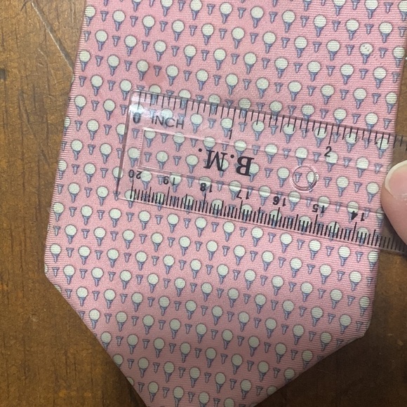 ⛳️ Tommy Hilfiger pink little golf balls and tees 100% silk necktie - Picture 7 of 9